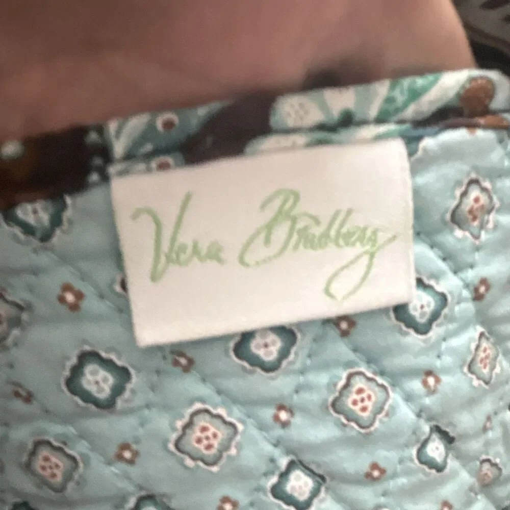 Vera Bradley Floral Quilted Tote Shoulder Bag Inner Pockets Brown Blue used